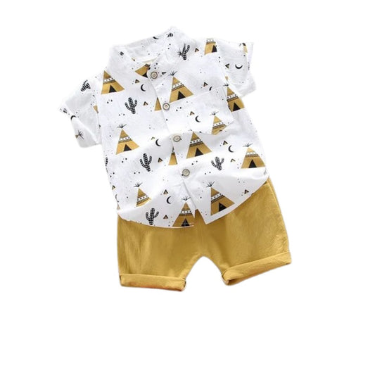 Desert Explorer Shirt & Shorts Set - Wearebambino - Yellow - 18 - 24 M - Desert Explorer Shirt & Shorts Set