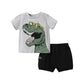 Dino Cargo Shorts Set - Wearebambino - Light Grey - 18 - 24 M - Dino Cargo Shorts Set