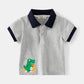 Dino Print Polo for Boys - Summer Casual Tee - Wearebambino - Grey - 2T - Dino Print Polo for Boys - Summer Casual Tee