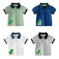 Dino Print Polo for Boys - Summer Casual Tee - Wearebambino - Dark Blue - 2T - Dino Print Polo for Boys - Summer Casual Tee