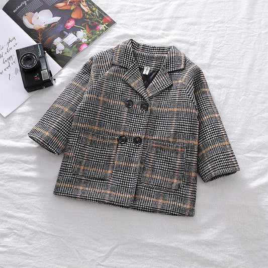 Double Breasted Plaid Toddler Jacket - Wearebambino - 2T - Double Breasted Plaid Toddler Jacket