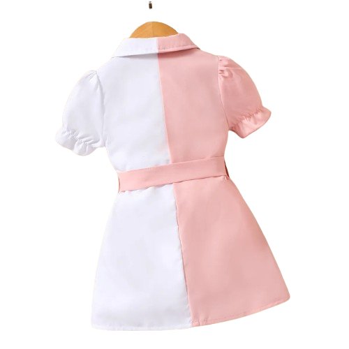 Elegance in Colorblock Dress - Wearebambino - PinkyWhite - 2Y (90cm - 35.5in) - Elegance in Colorblock Dress