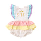 First Birthday Ruffled Baby Romper - Wearebambino - 3 - 6 M - First Birthday Ruffled Baby Romper