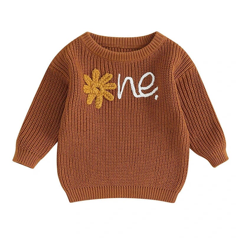 First Bloom Celebration Knitted Baby Sweater - Wearebambino - Brown - 6 - 9 M - First Bloom Celebration Knitted Baby Sweater