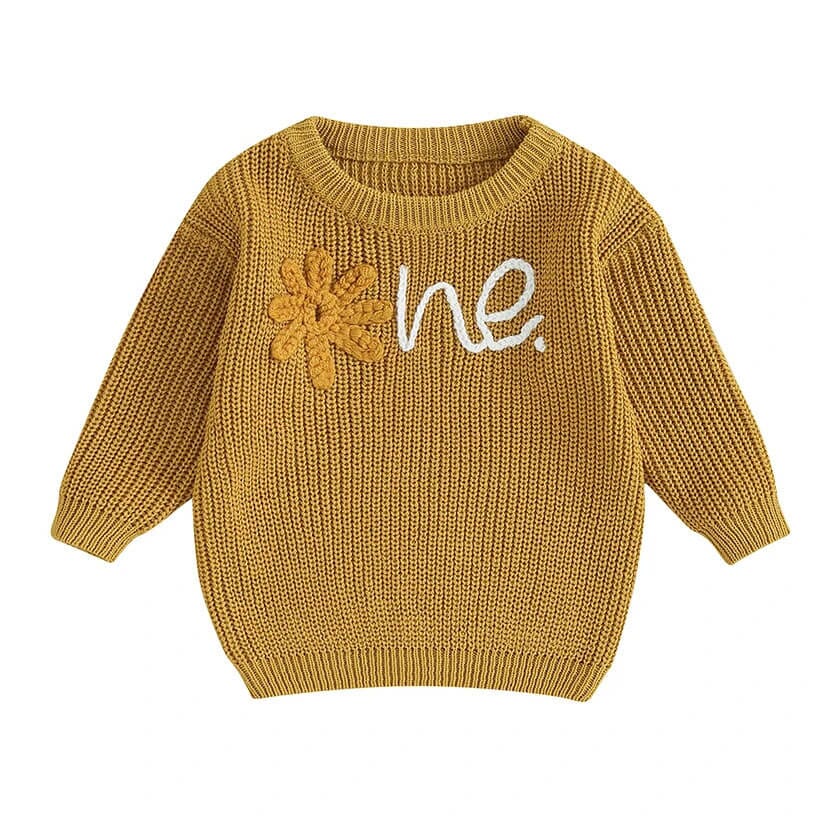 First Bloom Celebration Knitted Baby Sweater - Wearebambino - Orange - 6 - 9 M - First Bloom Celebration Knitted Baby Sweater