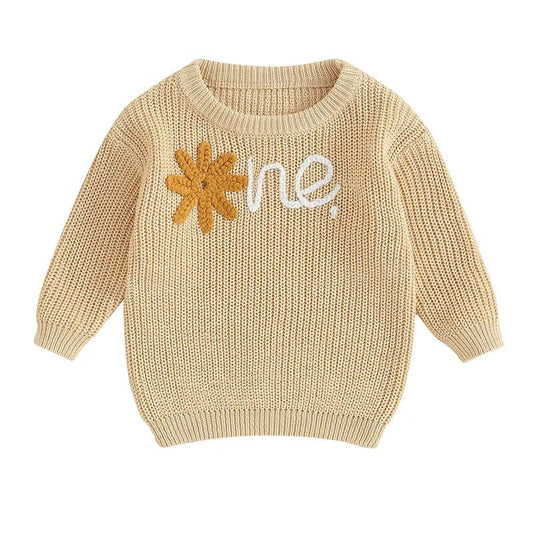 First Bloom Celebration Knitted Baby Sweater - Wearebambino - Beige - 6 - 9 M - First Bloom Celebration Knitted Baby Sweater