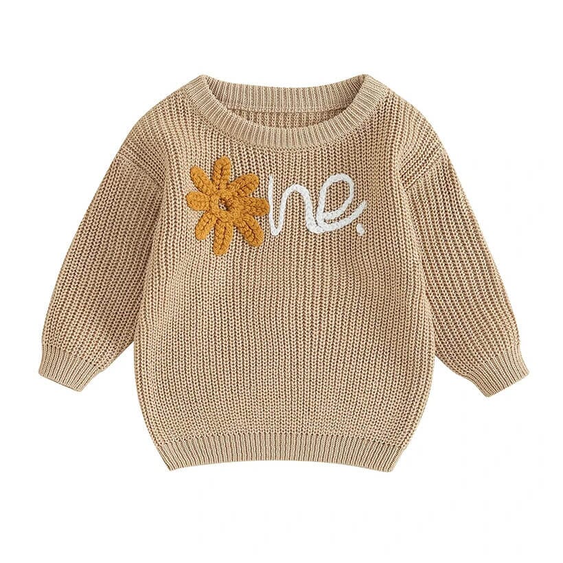 First Bloom Celebration Knitted Baby Sweater - Wearebambino - Khaki - 6 - 9 M - First Bloom Celebration Knitted Baby Sweater