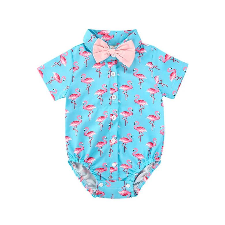 Flamingo Gentleman Baby Romper - Wearebambino - 0 - 3 M - Flamingo Gentleman Baby Romper