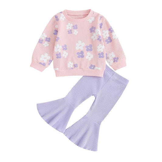 Flared Pants Floral Toddler Set - Wearebambino - 9 - 12 M - Flared Pants Floral Toddler Set