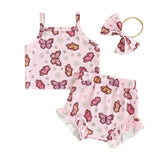 Floral Butterfly Ribbed Baby Set - Wearebambino - 3 - 6 M - Floral Butterfly Ribbed Baby Set