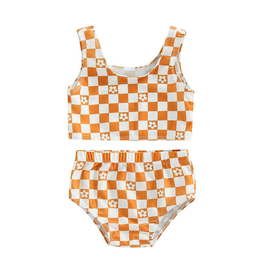 Floral Checkered Toddler Swimsuit - Wearebambino - 9 - 12 M - Floral Checkered Toddler Swimsuit