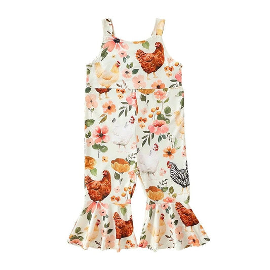 Floral Chick Flared Toddler Jumpsuit - Wearebambino - 2T - Floral Chick Flared Toddler Jumpsuit