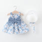 Floral Dress & Matching Hat Set - Wearebambino - Blue - 9 M - Floral Dress & Matching Hat Set