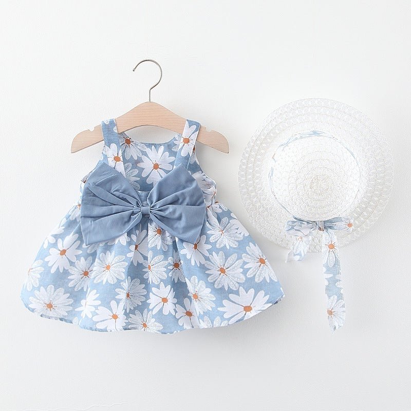 Floral Dress & Matching Hat Set - Wearebambino - Blue - 9 M - Floral Dress & Matching Hat Set