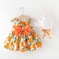 Floral Dress & Matching Hat Set - Wearebambino - Orange - 9 M - Floral Dress & Matching Hat Set