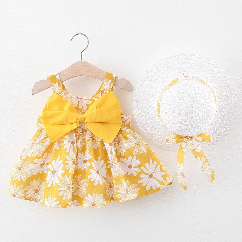 Floral Dress & Matching Hat Set - Wearebambino - Blue - 9 M - Floral Dress & Matching Hat Set