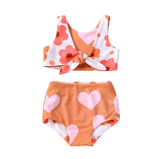 Floral Hearts Baby Swimsuit - Wearebambino - 3 - 6 M - Floral Hearts Baby Swimsuit