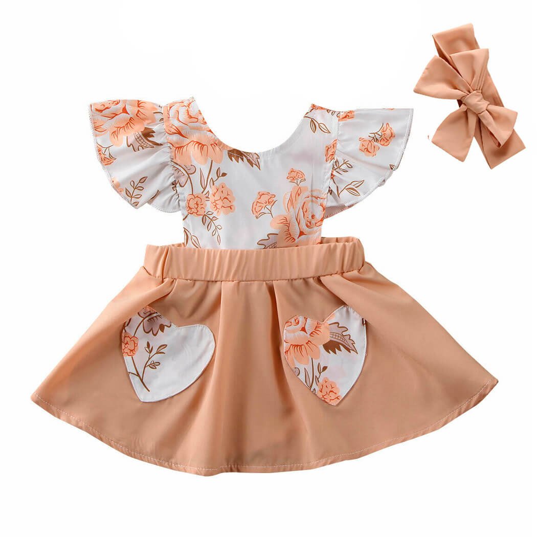 Floral Hearts Tutu Baby Dress - Wearebambino - 3 - 6 M - Floral Hearts Tutu Baby Dress