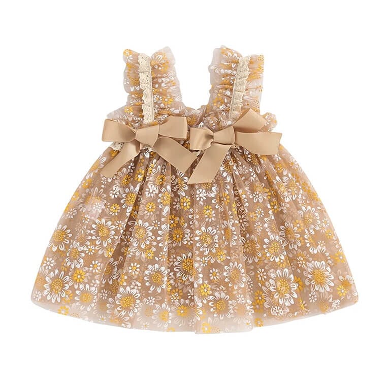 Floral Lace Bows Toddler Dress - Wearebambino - 9 - 12 M - Floral Lace Bows Toddler Dress