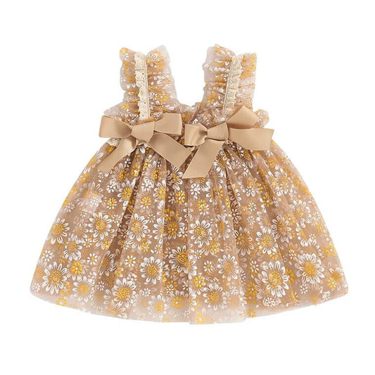 Floral Lace Bows Toddler Dress - Wearebambino - 9 - 12 M - Floral Lace Bows Toddler Dress