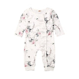 Floral Long Sleeve Baby Jumpsuit - Wearebambino - 3 - 6 M - Floral Long Sleeve Baby Jumpsuit