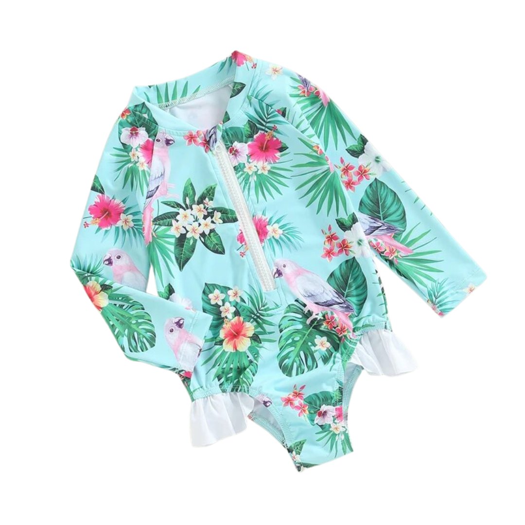 Floral Print Kids' Beachwear - Wearebambino - Green - 12 - 18 M - Floral Print Kids' Beachwear