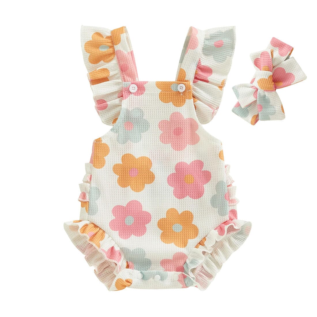 Floral Ruffled Baby Romper - Wearebambino - 0 - 3 M - Floral Ruffled Baby Romper