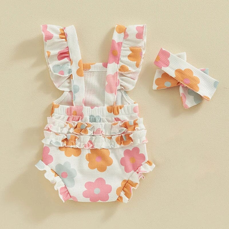 Floral Ruffled Baby Romper - Wearebambino - 0 - 3 M - Floral Ruffled Baby Romper