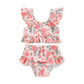 Floral Ruffled Baby Swimsuit - Wearebambino - 6 - 9 M - Floral Ruffled Baby Swimsuit