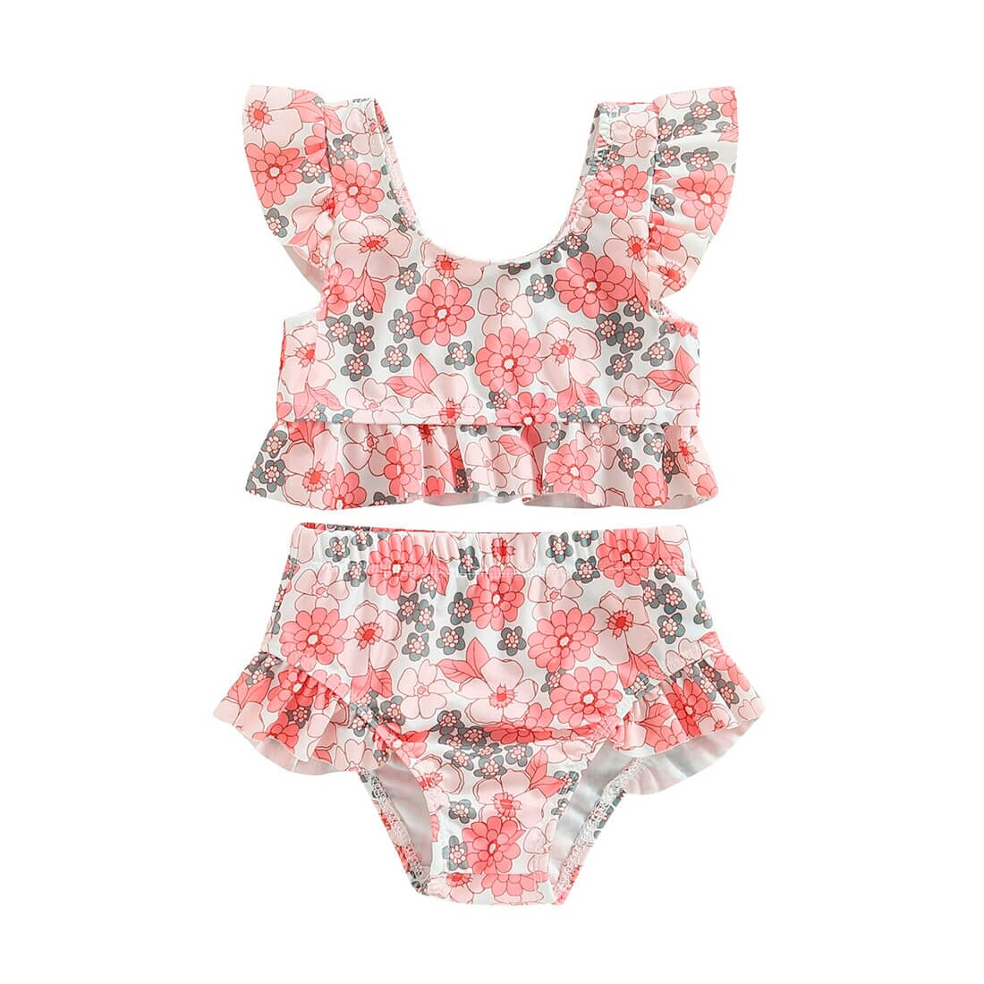 Floral Ruffled Baby Swimsuit - Wearebambino - 6 - 9 M - Floral Ruffled Baby Swimsuit