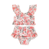 Floral Ruffled Baby Swimsuit - Wearebambino - 6 - 9 M - Floral Ruffled Baby Swimsuit