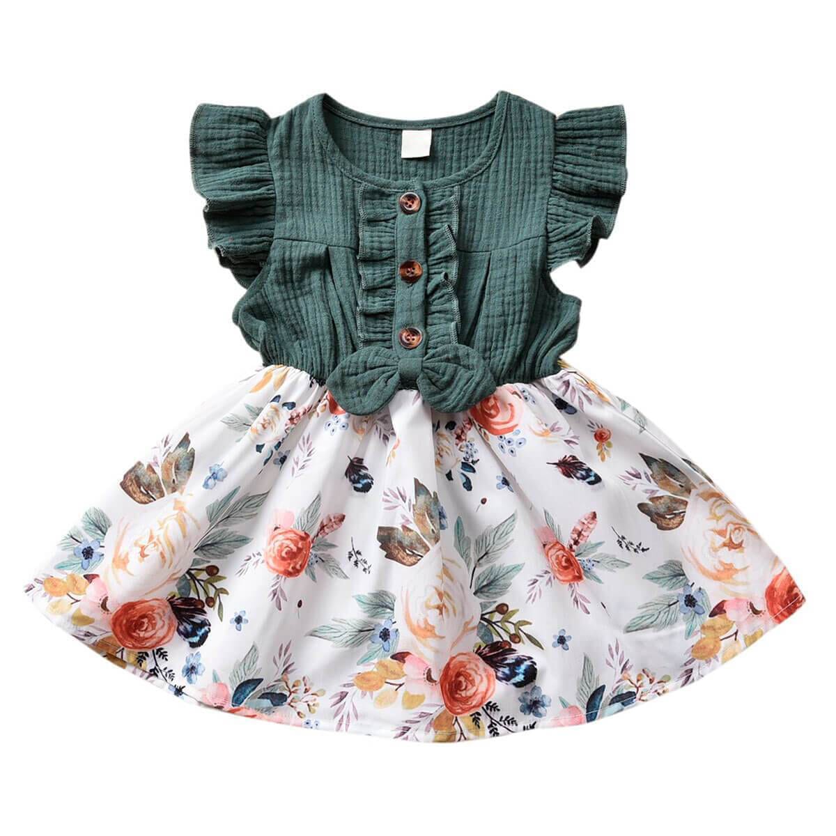 Floral Ruffled Toddler Dress - Wearebambino - 9 - 12 M - Floral Ruffled Toddler Dress