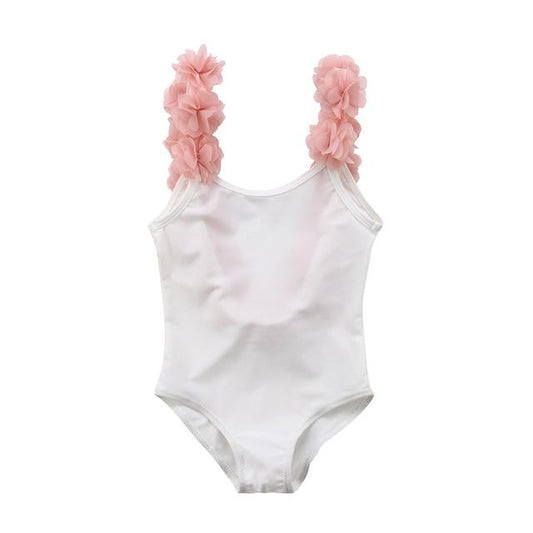 Floral Straps Toddler Swimsuit - Wearebambino - White - 2T - Floral Straps Toddler Swimsuit