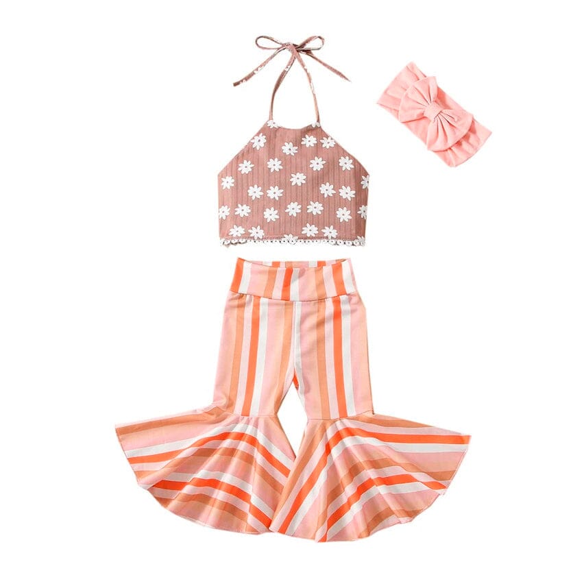 Floral Stripes Flared Toddler Set - Wearebambino - 2T - Floral Stripes Flared Toddler Set