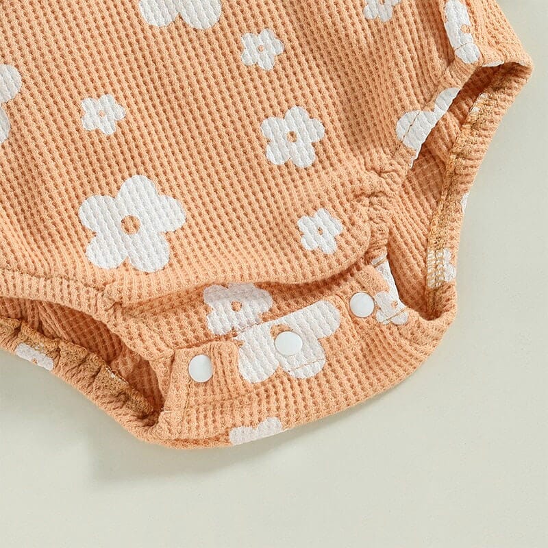 Floral Waffle Baby Romper - Wearebambino - 0 - 3 M - Floral Waffle Baby Romper