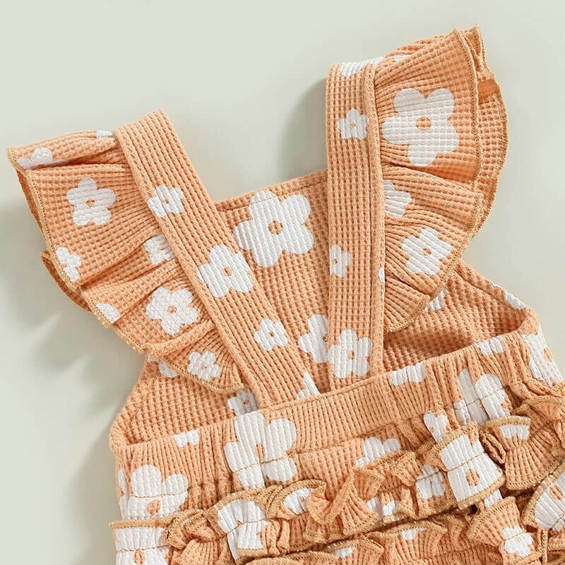 Floral Waffle Baby Romper - Wearebambino - 0 - 3 M - Floral Waffle Baby Romper