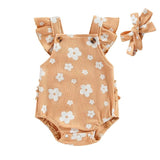 Floral Waffle Baby Romper - Wearebambino - 0 - 3 M - Floral Waffle Baby Romper