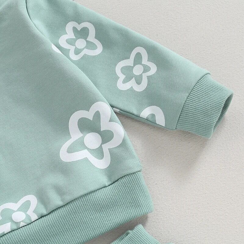 Floral Whimsy Seafoam Baby Set - Wearebambino - 3 - 6 M - Floral Whimsy Seafoam Baby Set