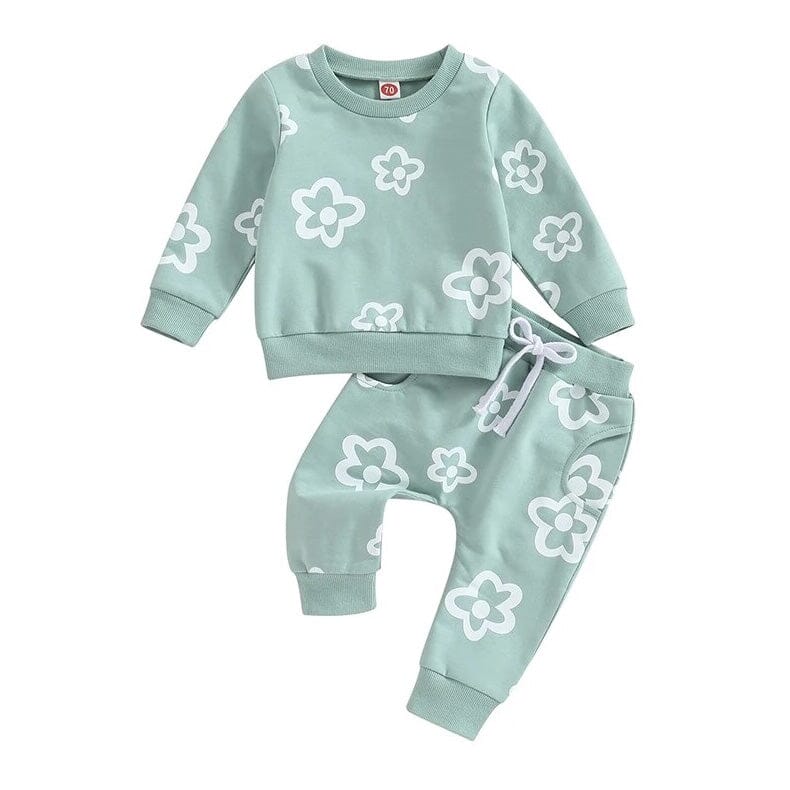 Floral Whimsy Seafoam Baby Set - Wearebambino - 3 - 6 M - Floral Whimsy Seafoam Baby Set