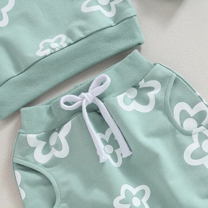 Floral Whimsy Seafoam Baby Set - Wearebambino - 3 - 6 M - Floral Whimsy Seafoam Baby Set