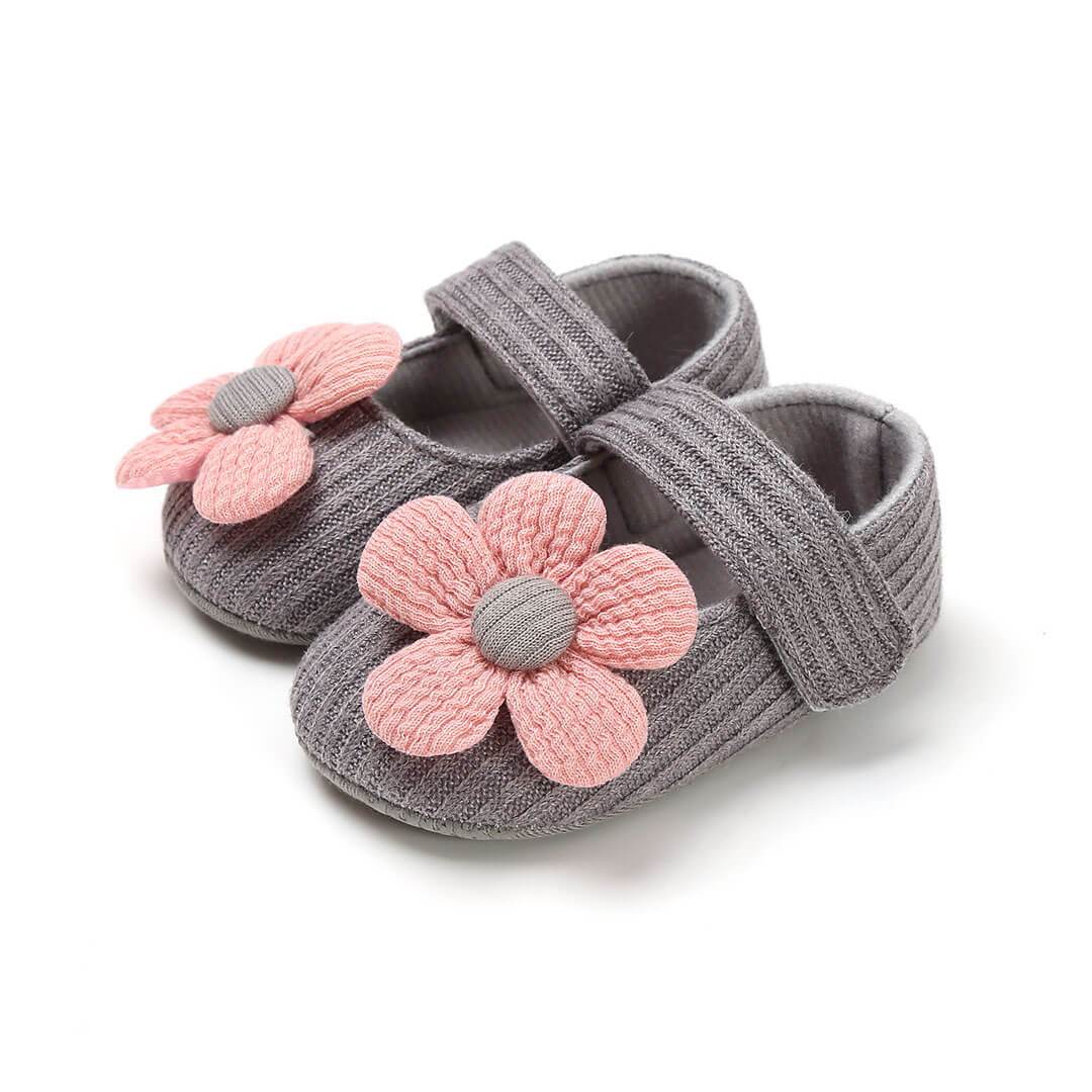 Flower Baby Shoes - Wearebambino - Gray - 1 - Flower Baby Shoes