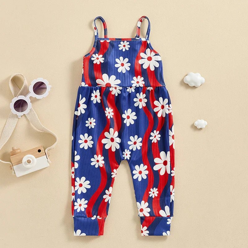 Flower Wave Summer Romper - Wearebambino - Red / White / Blue - 6 - 12 M - Flower Wave Summer Romper