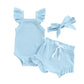 Fly Sleeve Solid Ribbed Baby Set - Wearebambino - Blue - 0 - 3 M - Fly Sleeve Solid Ribbed Baby Set