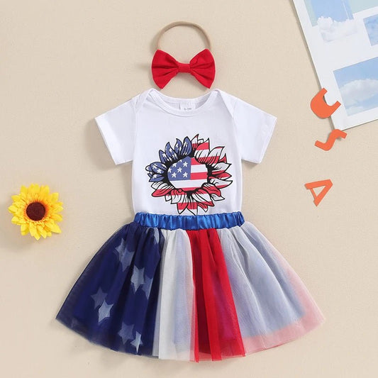 Freedom Flower Americana Top and Skirt Set - Wearebambino - White - 2T - Freedom Flower Americana Top and Skirt Set