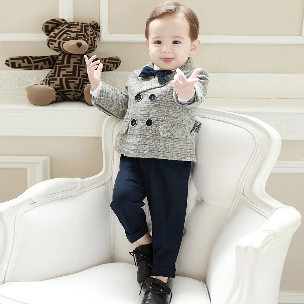 Full Set Boys Wedding - Wearebambino - Gray/Dark Blue /5 pcs - 9 M - Full Set Boys Wedding