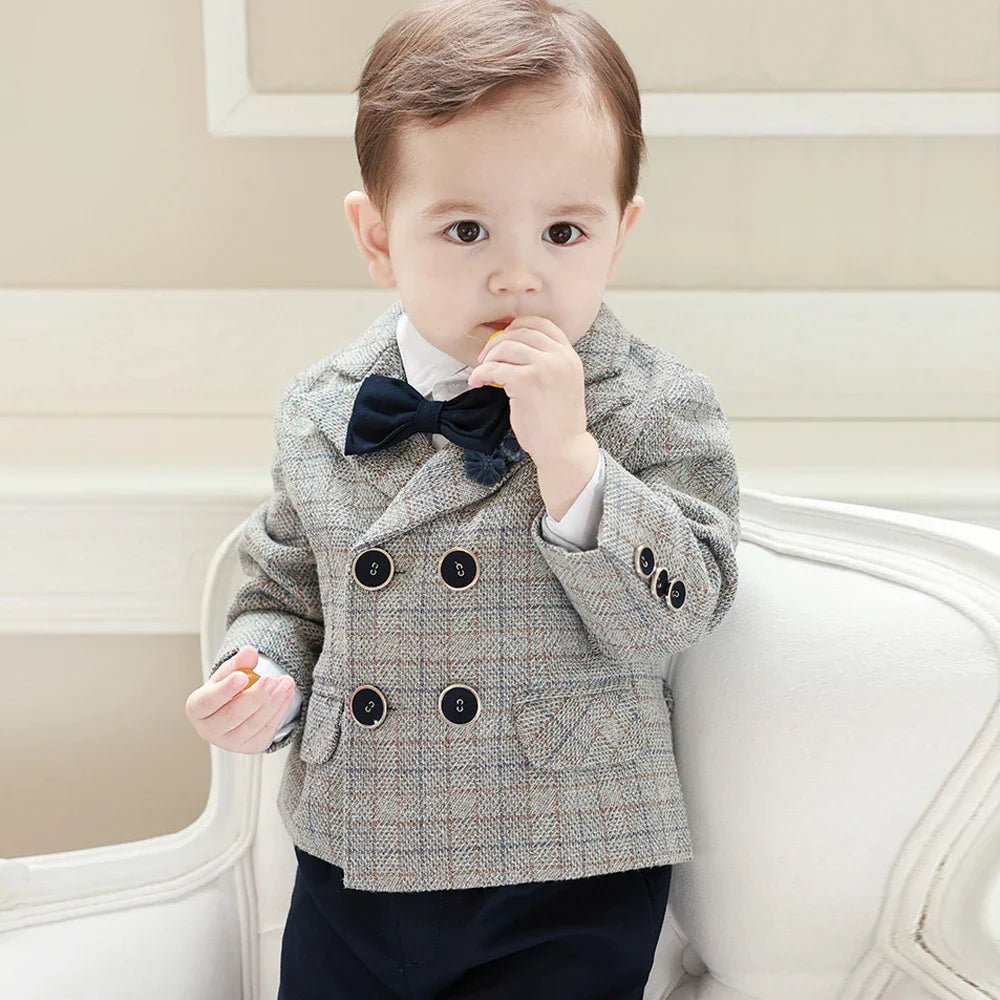 Full Set Boys Wedding - Wearebambino - Gray/Dark Blue /5 pcs - 9 M - Full Set Boys Wedding