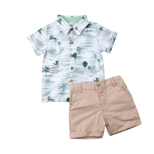 Gentleman Khaki Shorts Toddler Set - Wearebambino - 2T - Gentleman Khaki Shorts Toddler Set