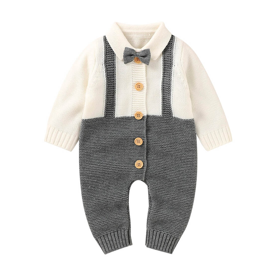 Gentleman Knitted Baby Jumpsuit - Wearebambino - 0 - 3 M - Gentleman Knitted Baby Jumpsuit