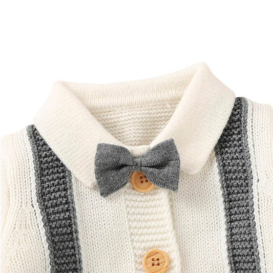 Gentleman Knitted Baby Jumpsuit - Wearebambino - 0 - 3 M - Gentleman Knitted Baby Jumpsuit