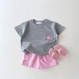 Girl T-Shirt +Shorts Summer Clothing Cotton - Wearebambino - Gray - 3 - 6 M - Girl T-Shirt +Shorts Summer Clothing Cotton